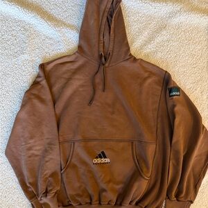 Adidas Mens L 90s Vintage Classic Cozy & Stretchy Brown Hoodie with Large Pocket